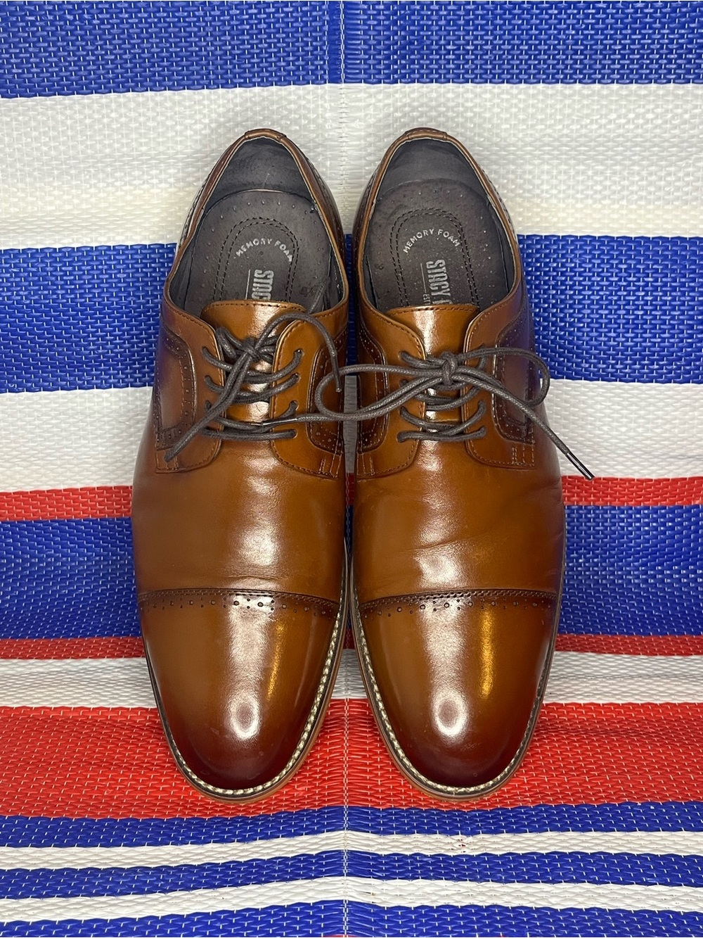 Stacy Adams Size 10 Men's Dickinson Cap Toe Oxford Shoe Cognac 12 D Shoes - Picture 14 of 15